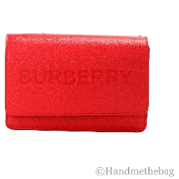 Burberry Hampshire Small Red Embossed Logo Smooth Leather Crossbody Bag