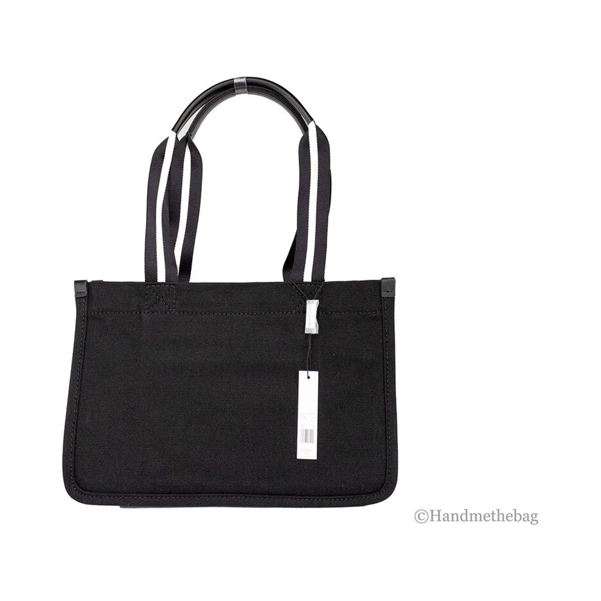 Marc Jacobs Medium Black Canvas Fabric Shoulder Convertible Tote Purse Bag