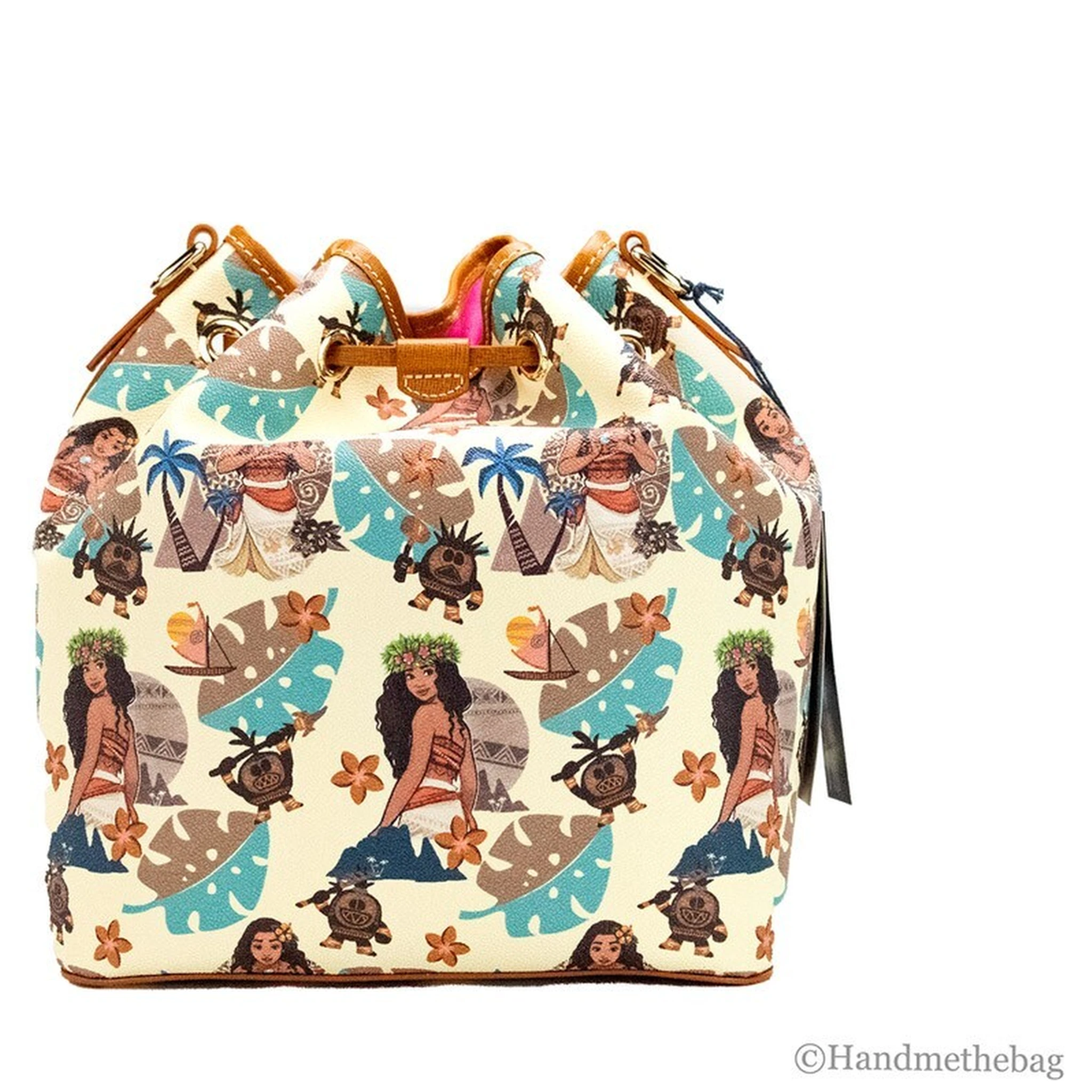 Dooney & Bourke Disney Medium Moana Coated Cotton Bucket Crossbody Bag Purse