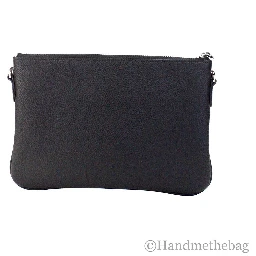 Burberry Peyton Monogram Black Leather Pouch Crossbody Bag Purse