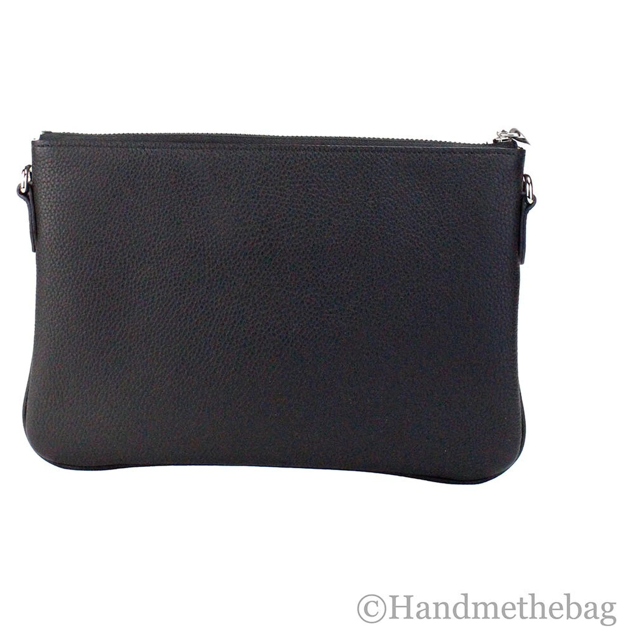 Burberry Peyton Monogram Black Leather Pouch Crossbody Bag Purse