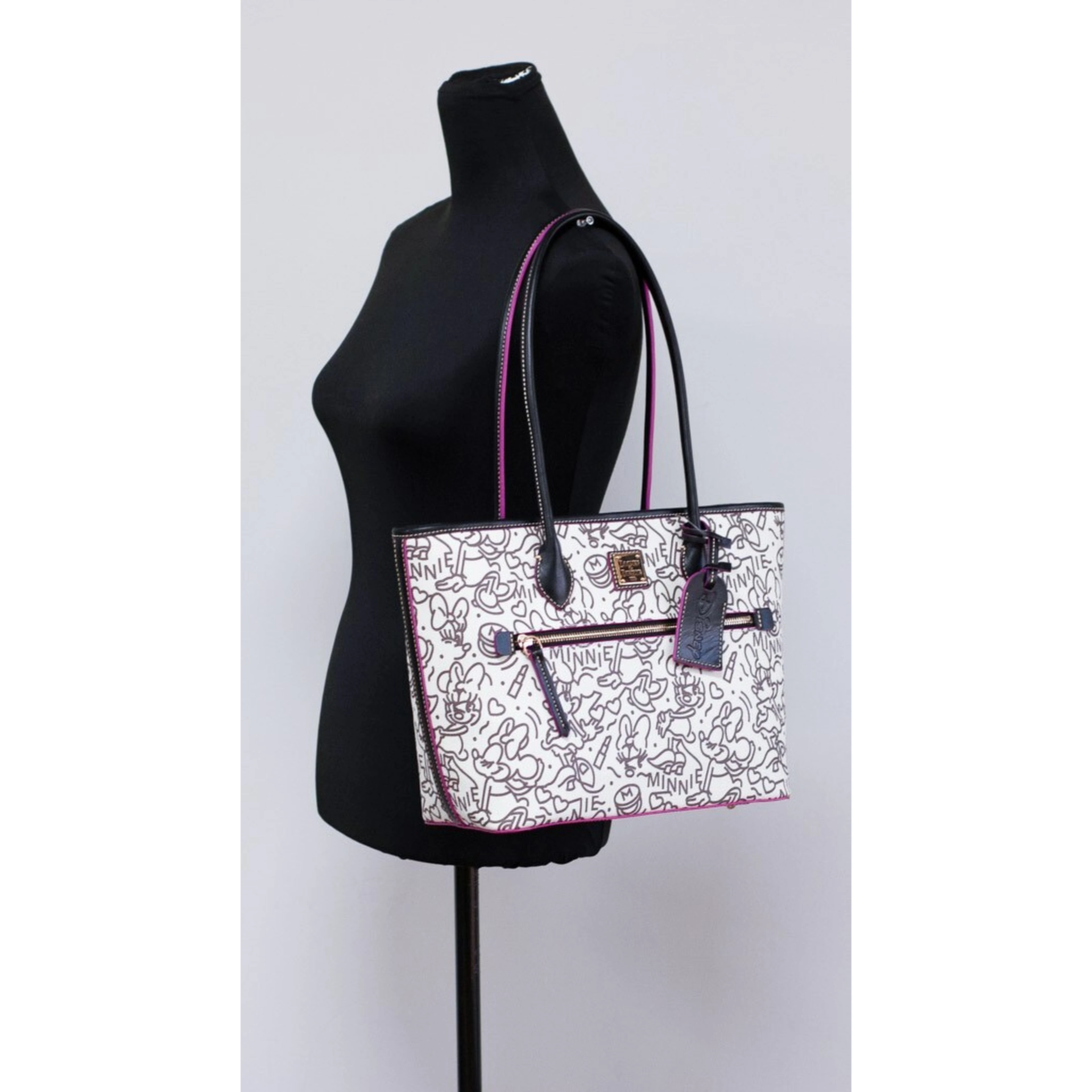 Dooney & Bourke Disney Medium Minnie Mouse Line Art Coated Cotton Tote Handbag