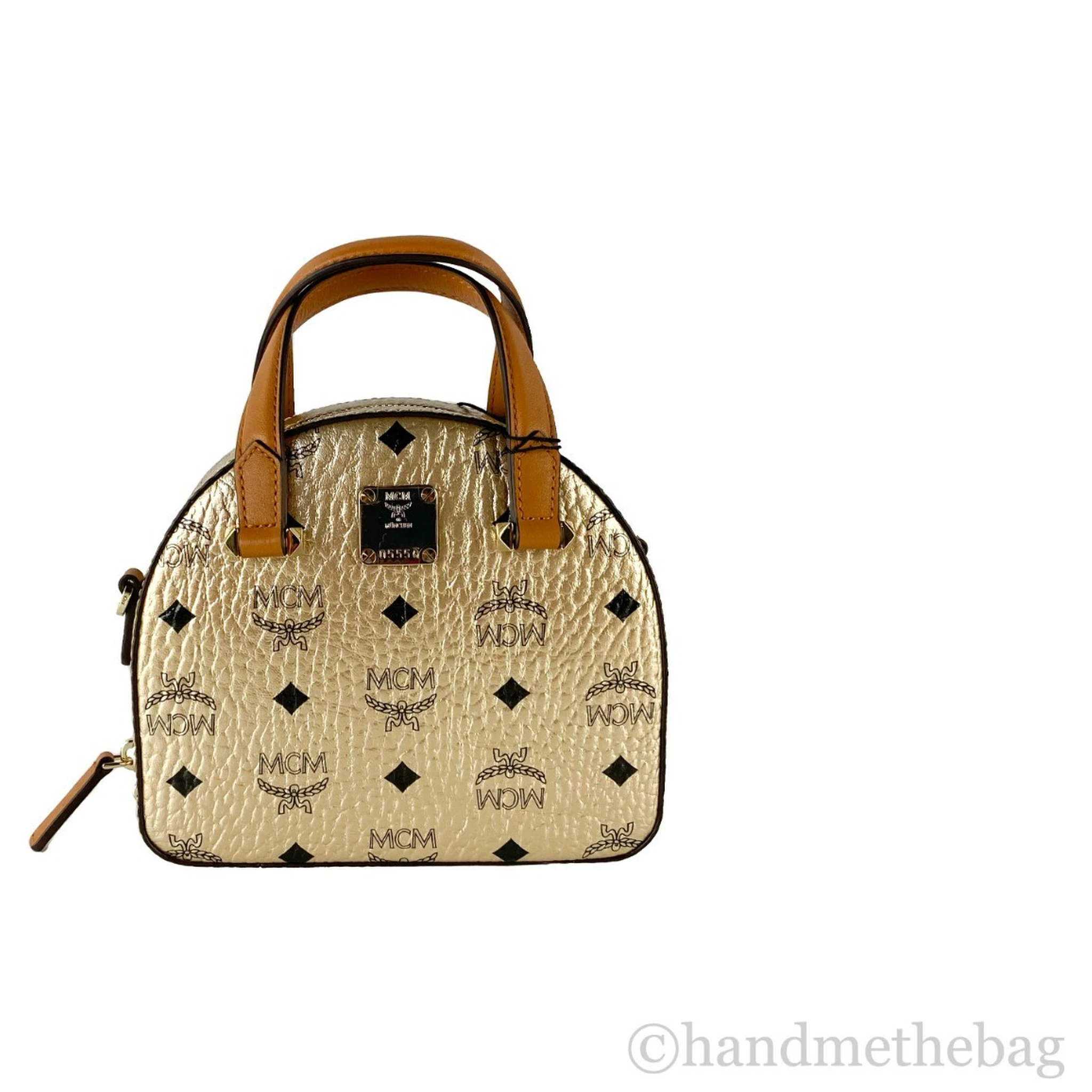 MCM Half Moon Mini Round Top Tote Crossbody Bag