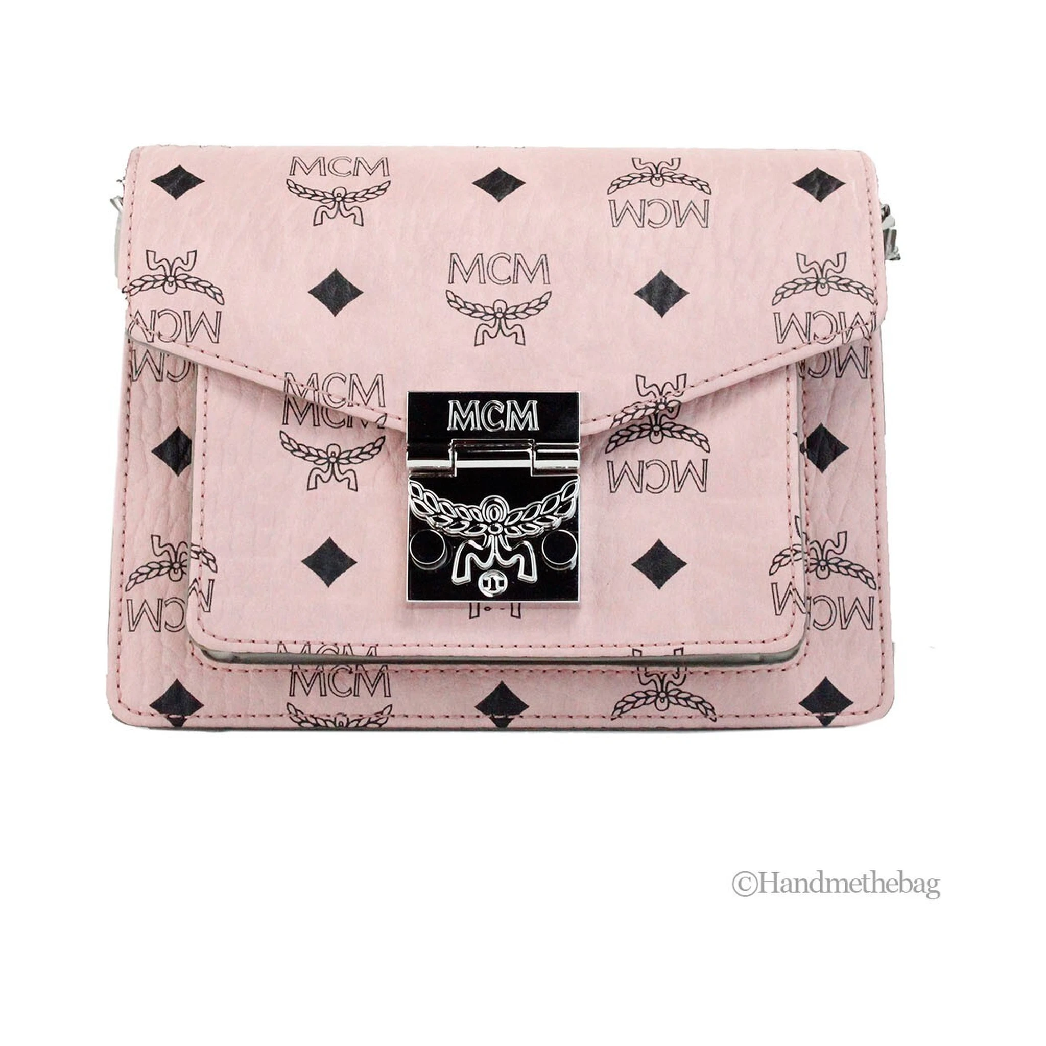 MCM Signature Patricia Leather Mini Flap Lock Crossbody Bag