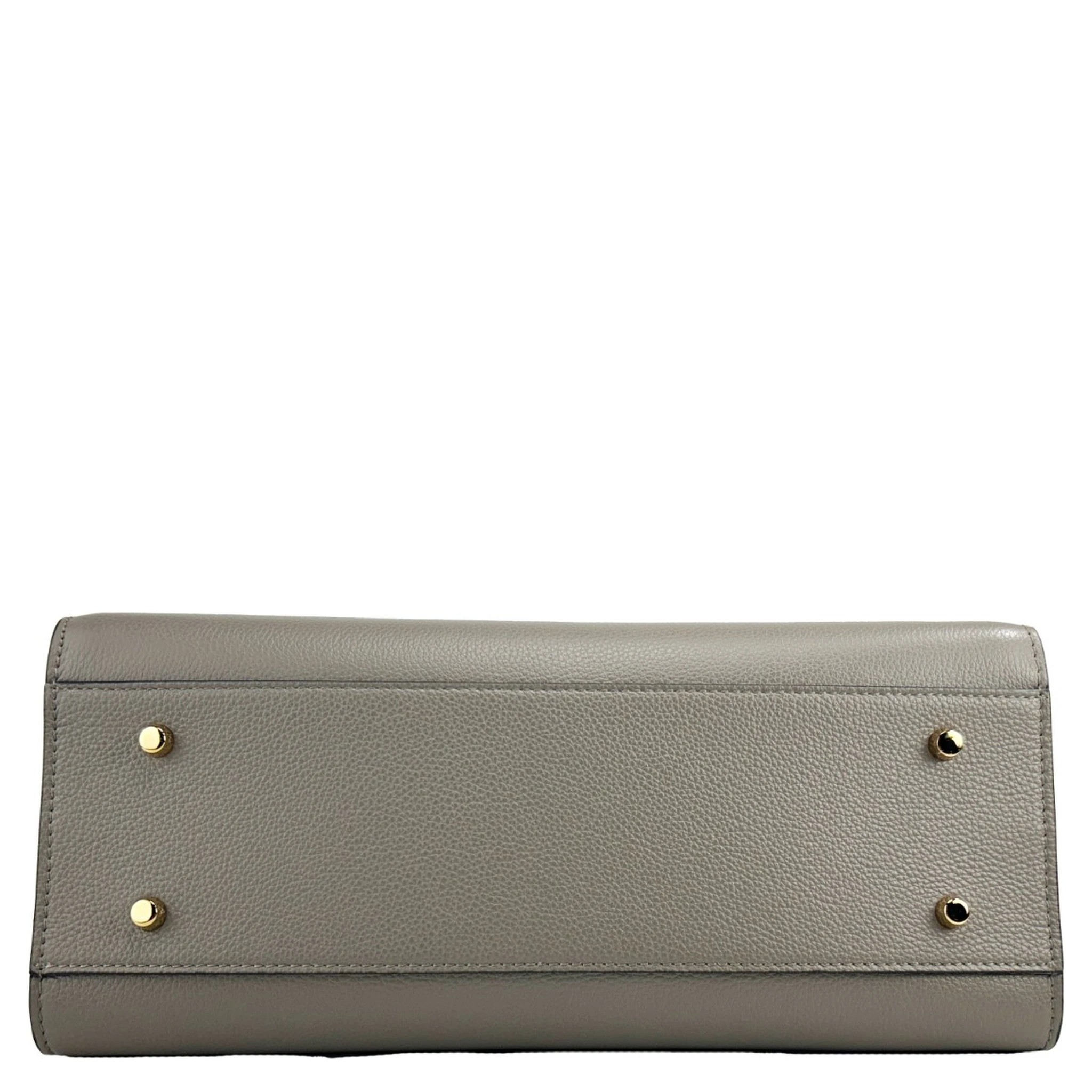 Versace Virtus Large Leather Top Handle Satchel Bag Tote Gray