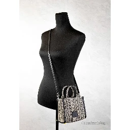 Marc Jacobs The Monogram Beige Mini Tote Woven Jacquard Canvas Crossbody Handbag