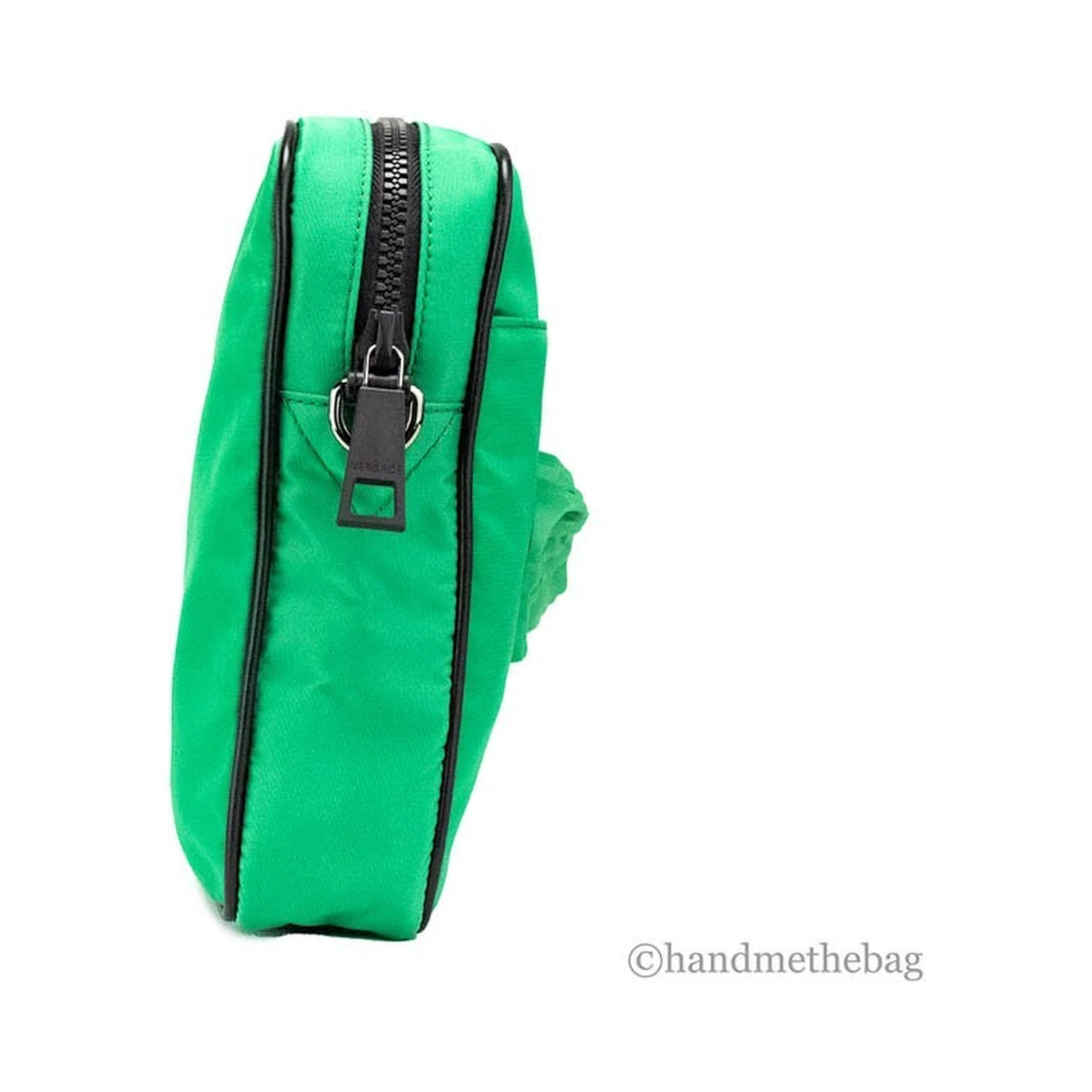 Versace Small Bright Green Nylon Fabric Medusa Crossbody Messenger Bag Purse