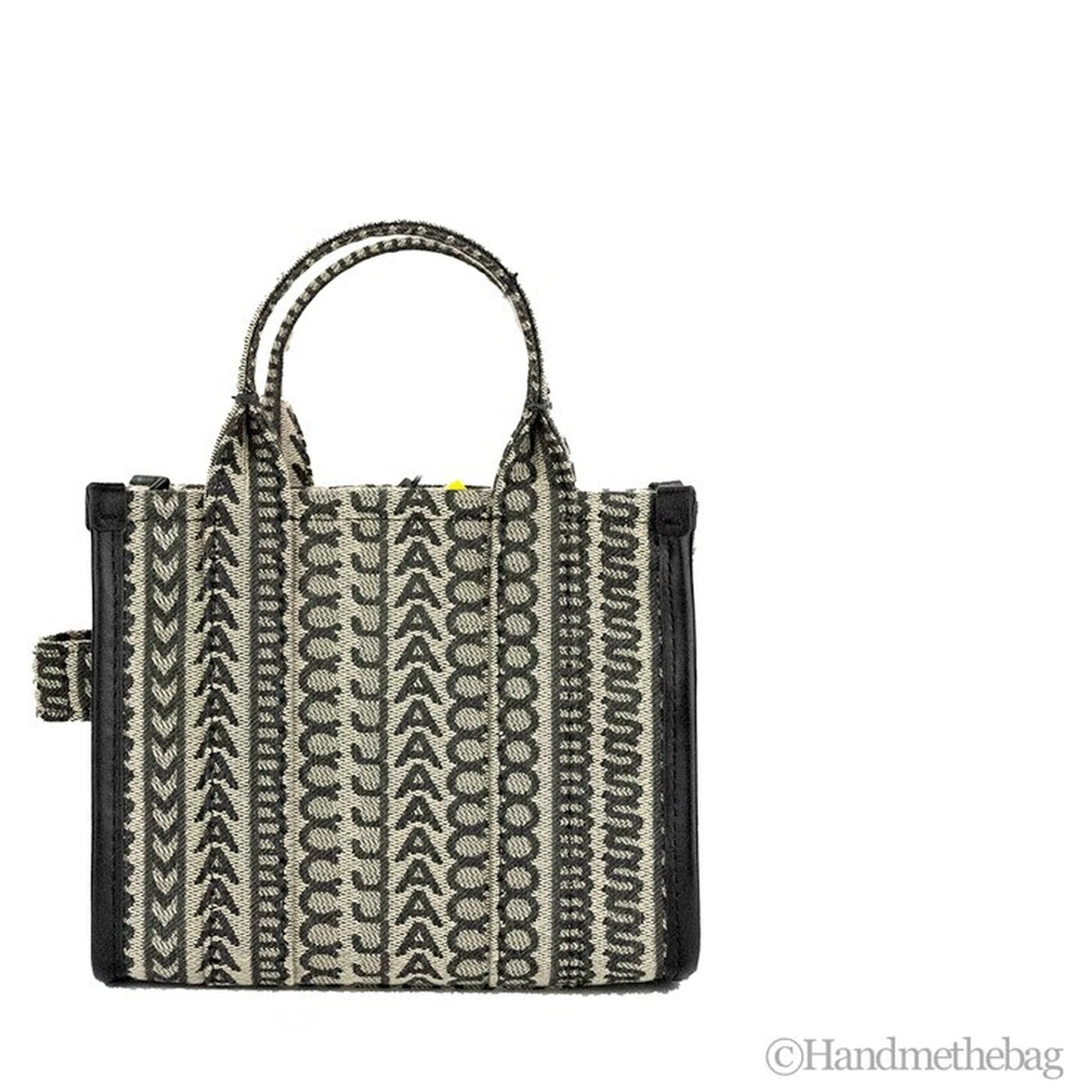 Marc Jacobs The Monogram Beige Mini Tote Woven Jacquard Canvas Crossbody Handbag