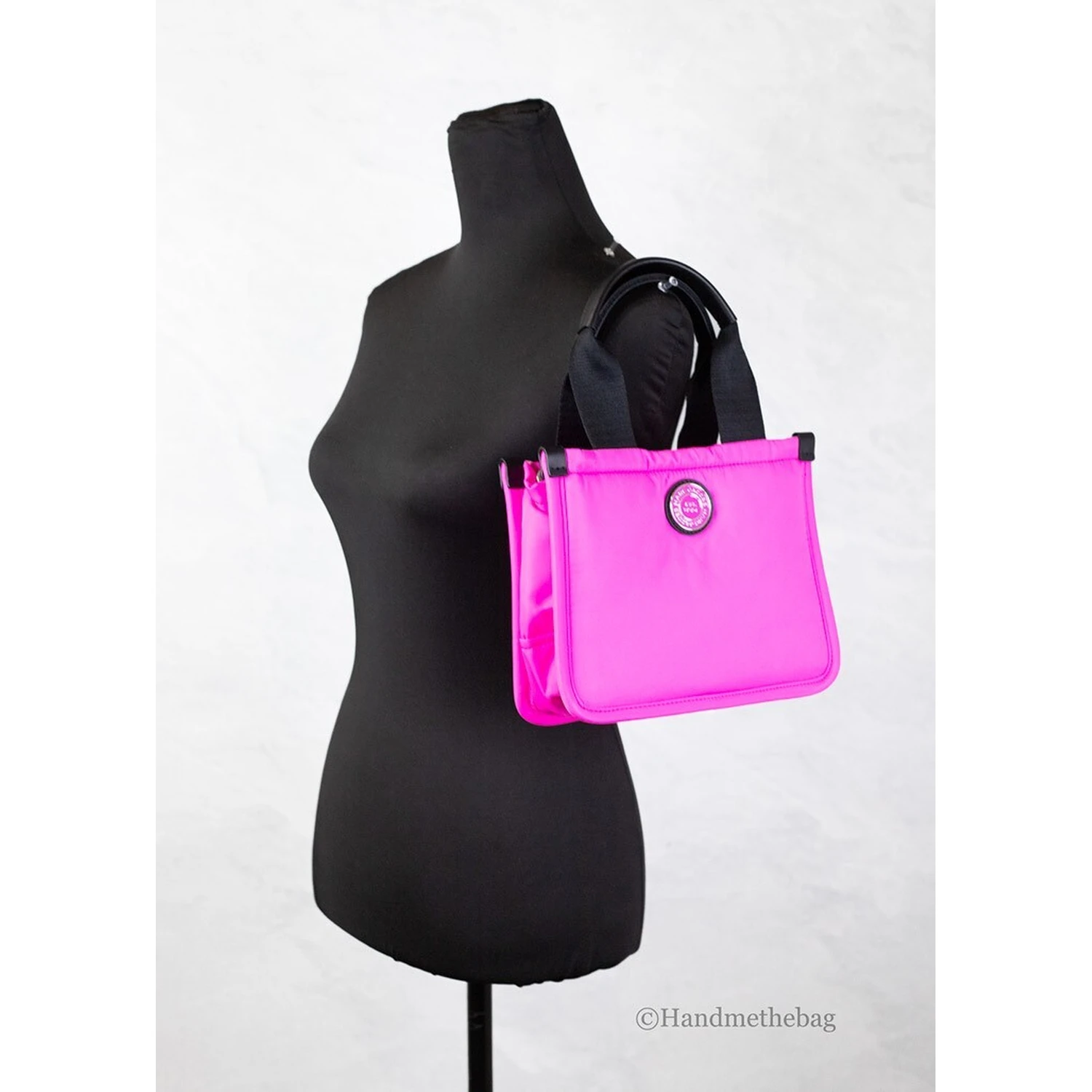 Marc Jacobs Small Neon Fuchsia Nylon Fabric Tote Convertible Bag Purse