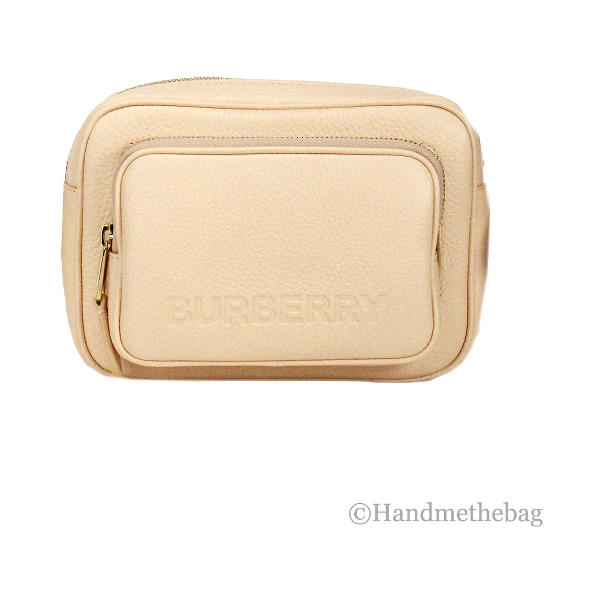Burberry Small Branded Peach Pink Grainy Leather Camera Crossbody Bag