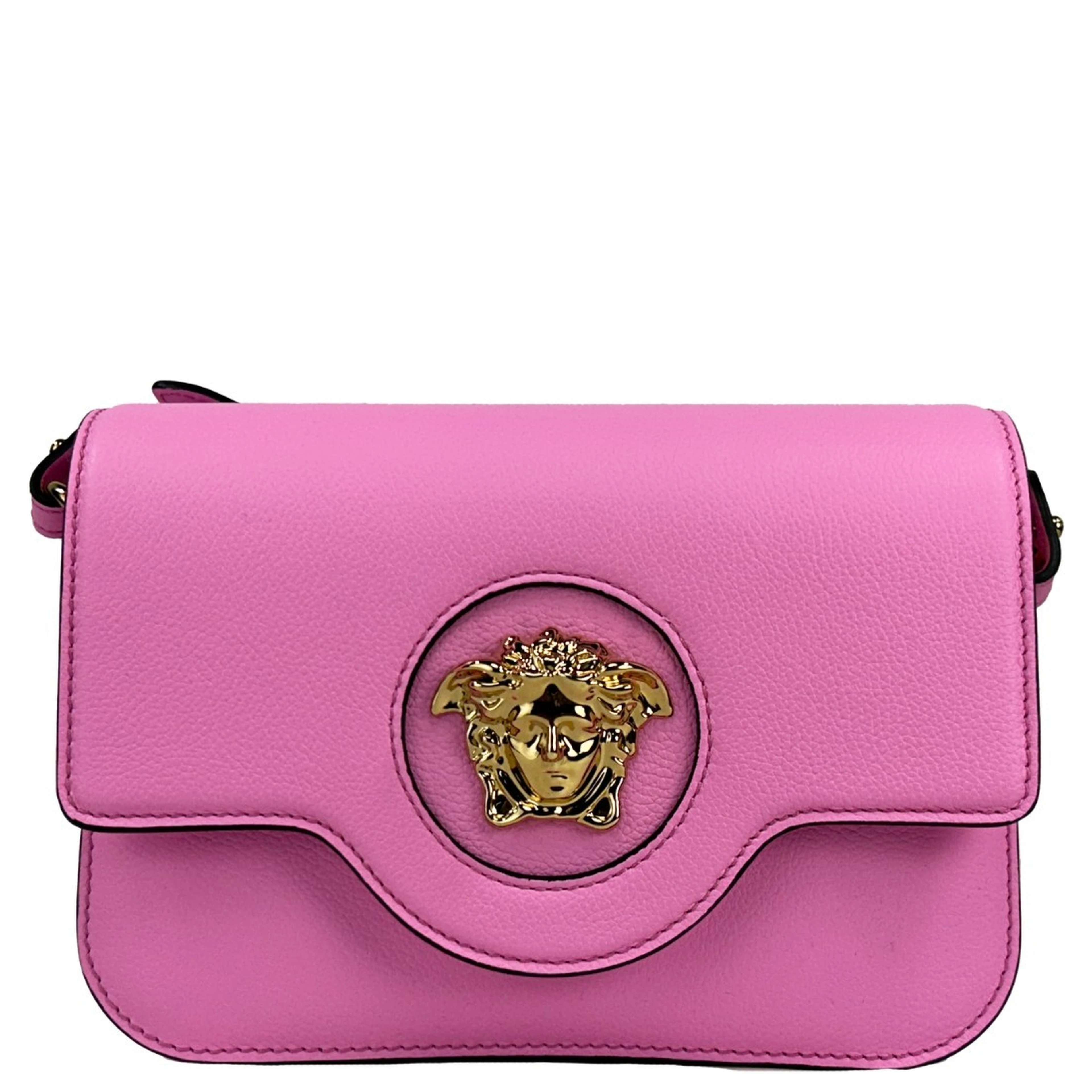 Versace La Medusa Pink Leather Shoulder Crossbody Bag Purse