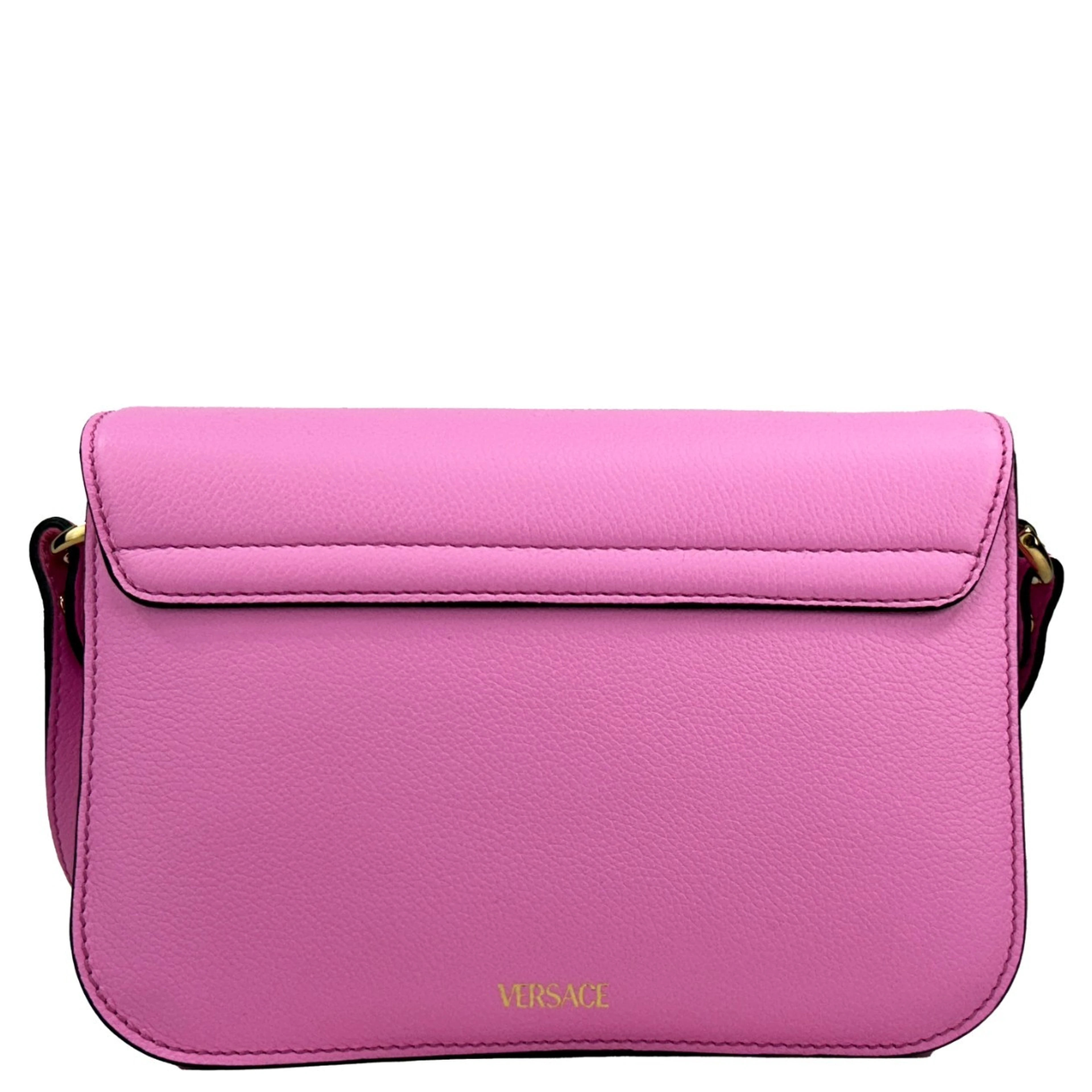 Versace La Medusa Pink Leather Shoulder Crossbody Bag Purse