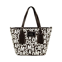 Marc Jacobs Small Black White Monogram Print Saffiano Leather Tote Crossbody Bag