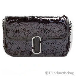 Marc Jacobs The Mini J Marc Shoulder Bag Black Sequined Crossbody Bag