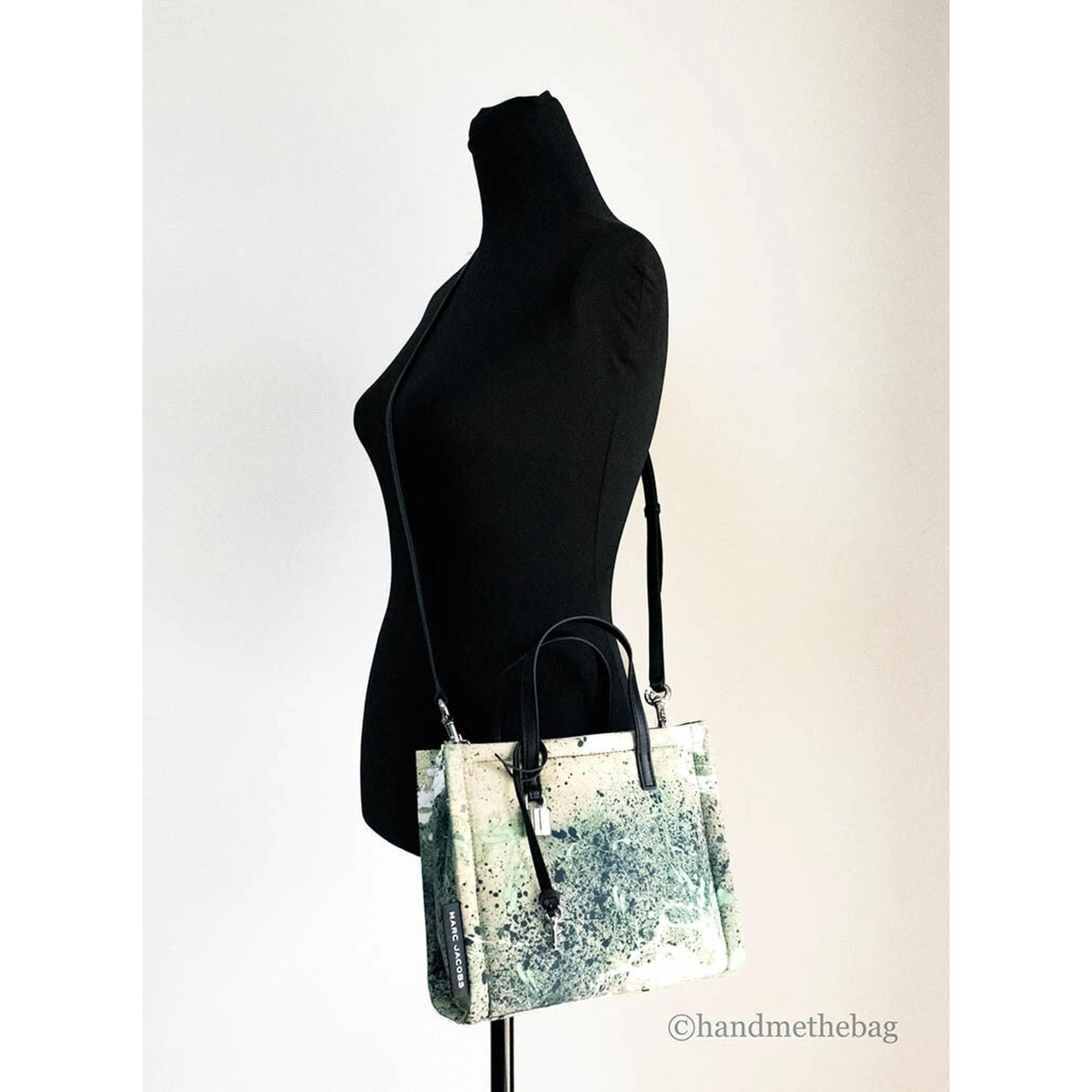 Marc Jacobs Mini Green Multi Splatter Paint Print Nylon Crossbody Tote Handbag