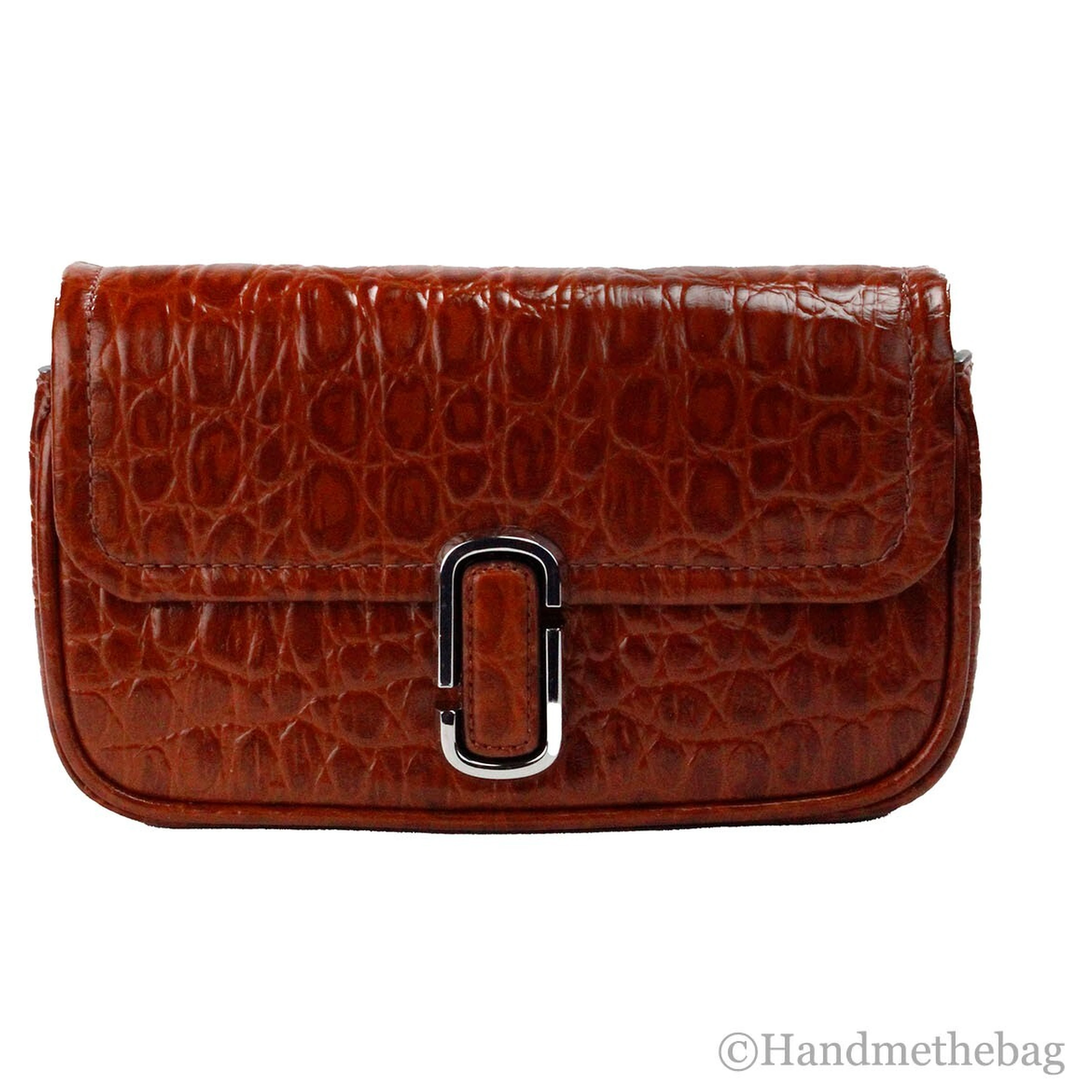 Marc Jacobs The Mini Shoulder Bag Spice Brown Embossed Leather Crossbody Bag
