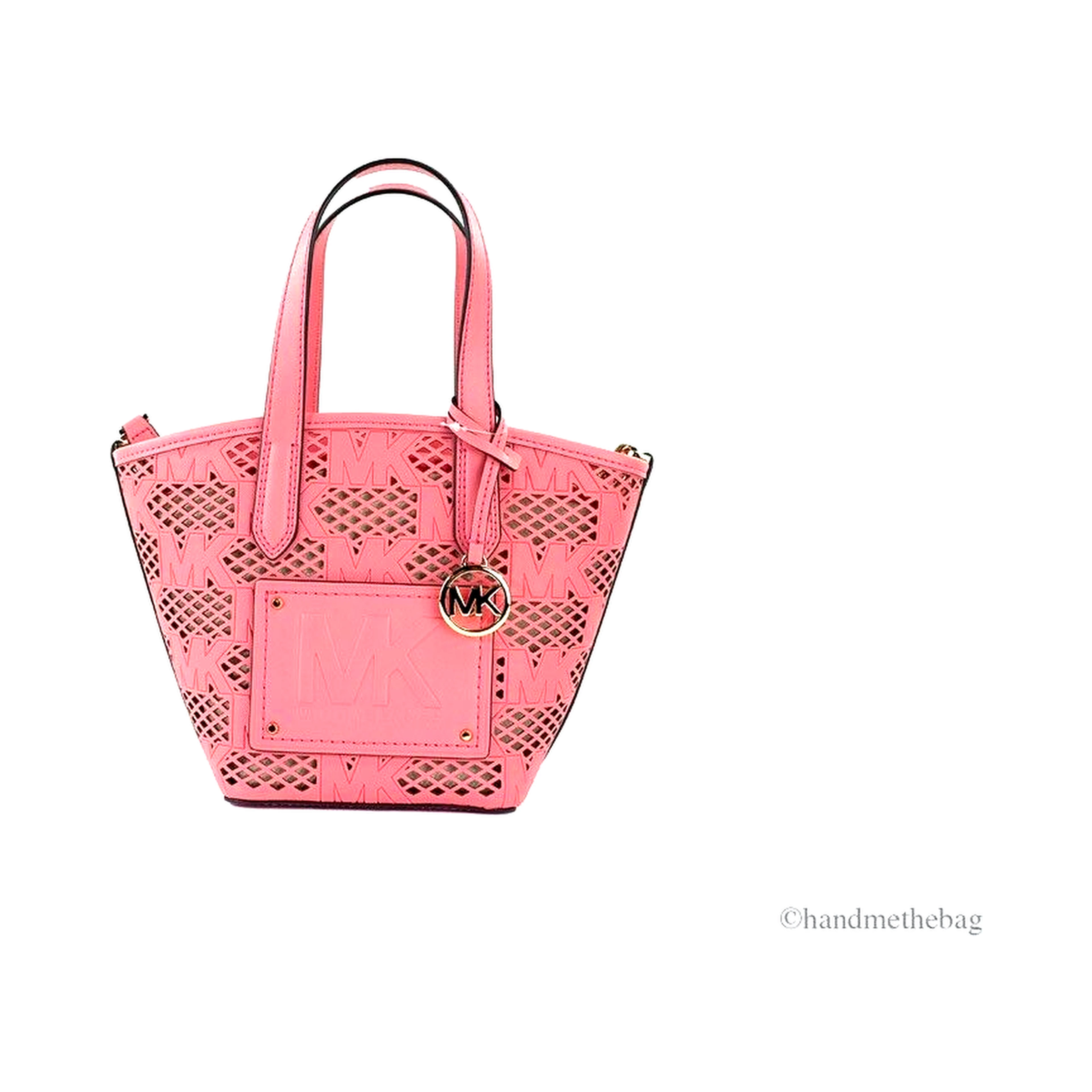 Michael Kors Kimber Small Tea Rose Leather 2-In-1 Zip Tote Messenger Bag Purse