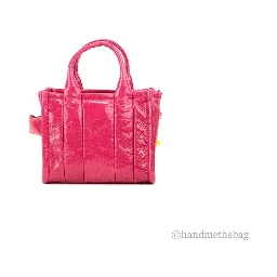 Marc Jacobs The Shiny Crinkle Micro Tote Magenta Leather Crossbody Bag Handbag