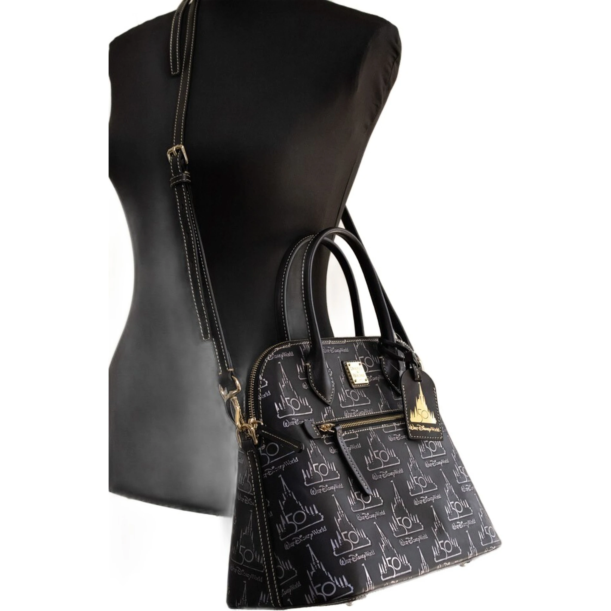 Dooney & Bourke Black Walt Disney World 50th Anniversary Leather Satchel Handbag