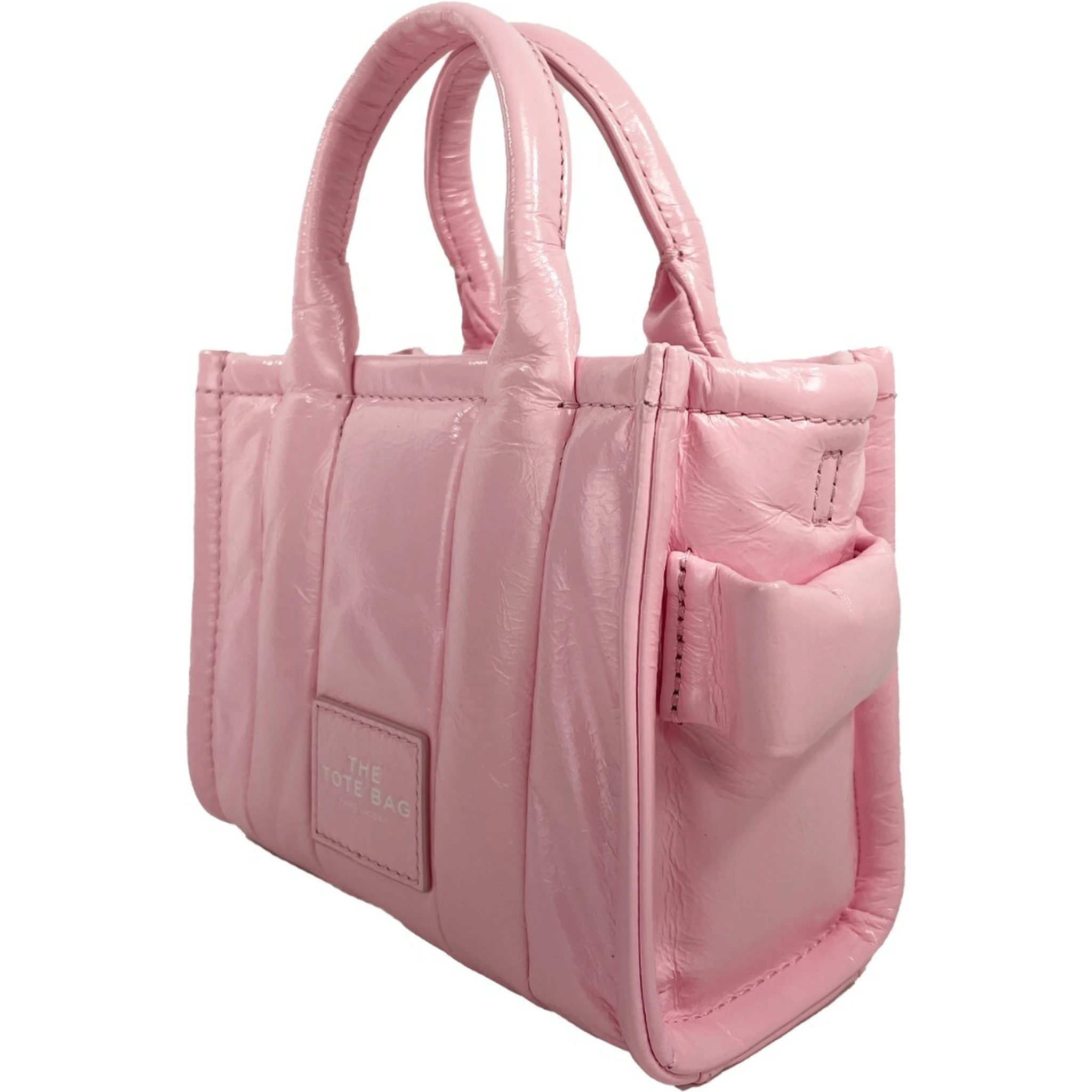 Marc Jacobs The Shiny Crinkle Micro Tote Bubblegum Leather Crossbody