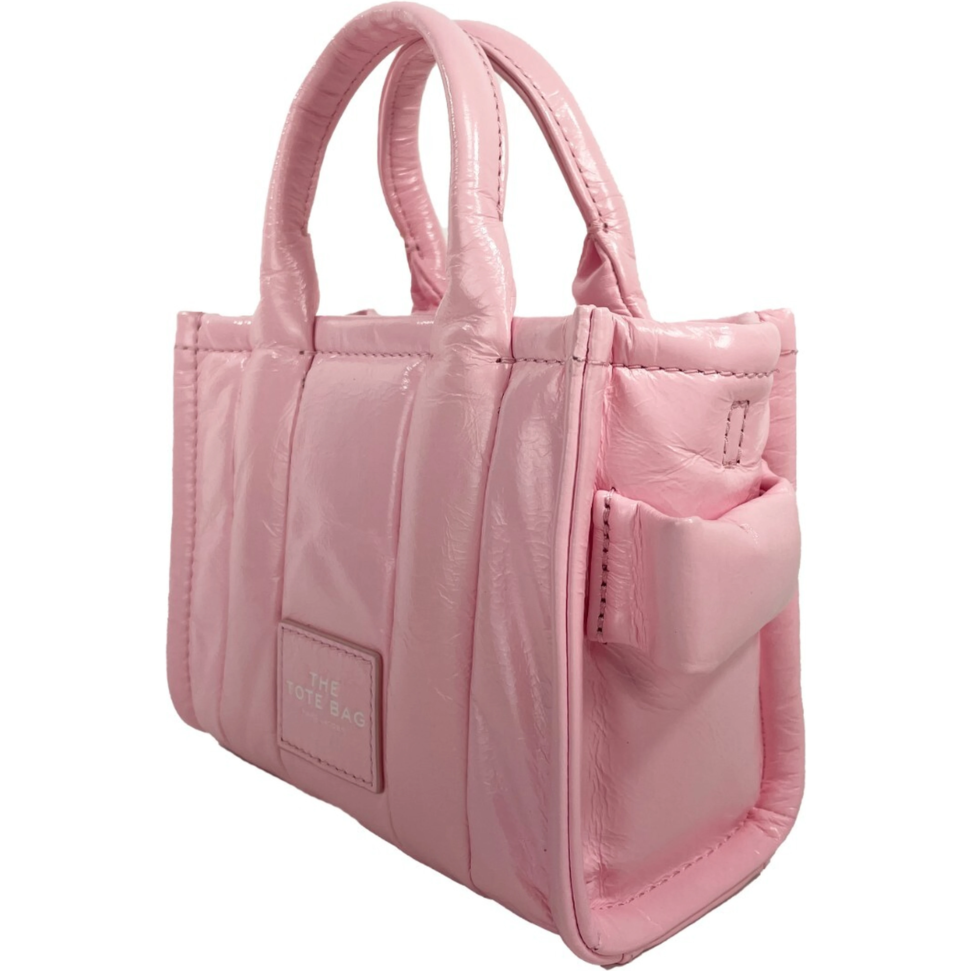 Marc Jacobs The Shiny Crinkle Micro Tote Bubblegum Leather Crossbody