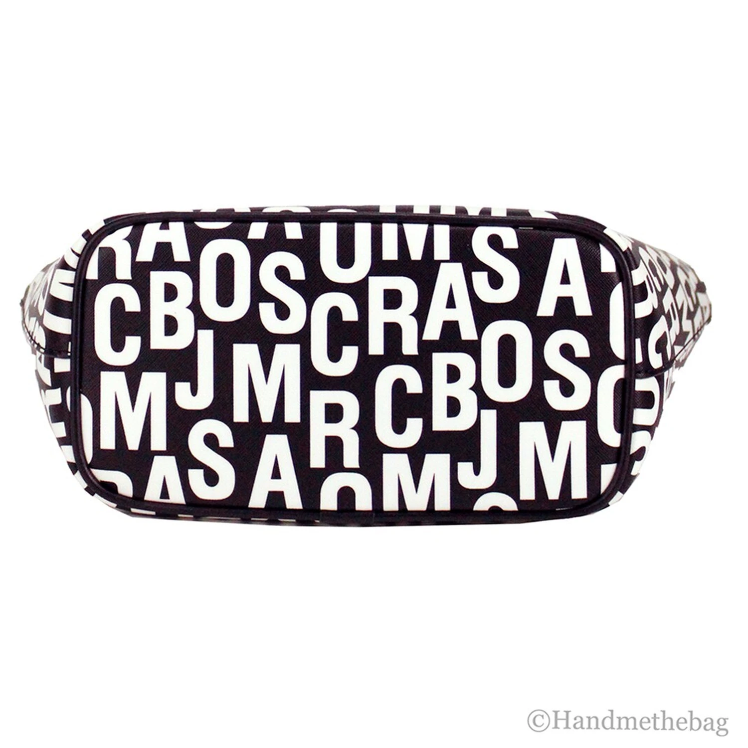 Marc Jacobs Small Black White Monogram Print Saffiano Leather Tote Crossbody Bag