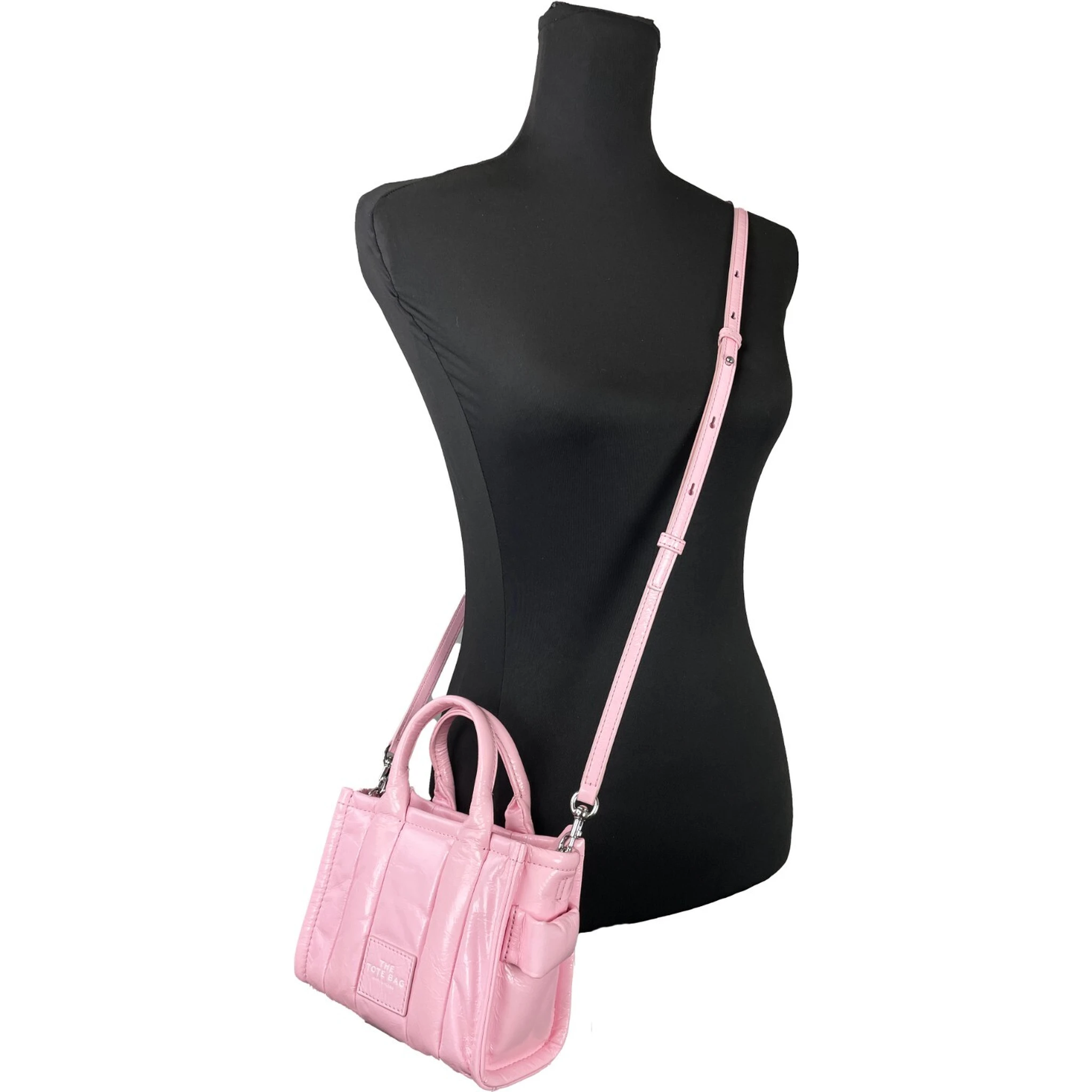 Marc Jacobs The Shiny Crinkle Micro Tote Bubblegum Leather Crossbody