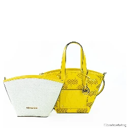 Michael Kors Kimber Small Daffodil Leather 2-In-1 Zip Tote Messenger Bag Purse
