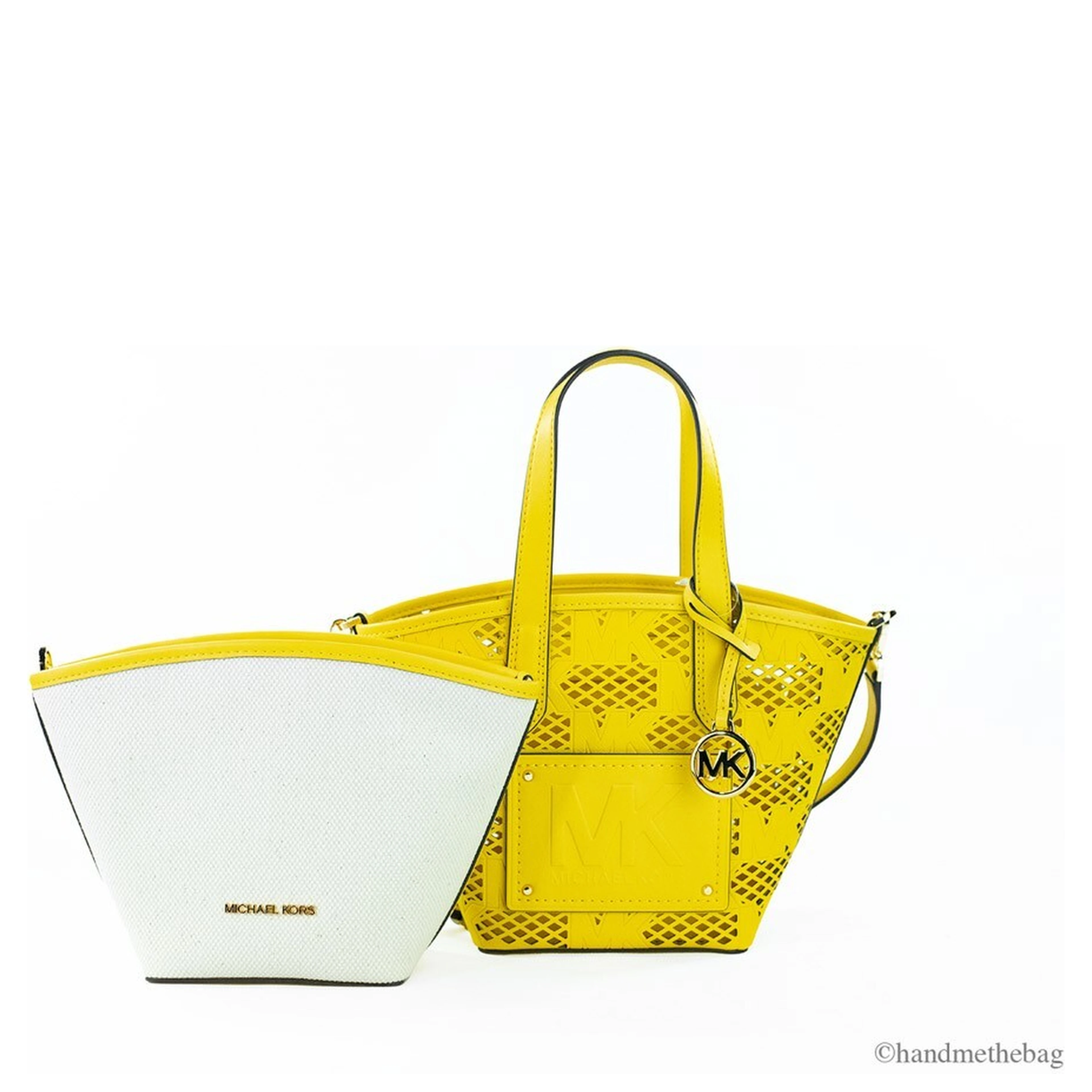 Michael Kors Kimber Small Daffodil Leather 2-In-1 Zip Tote Messenger Bag Purse