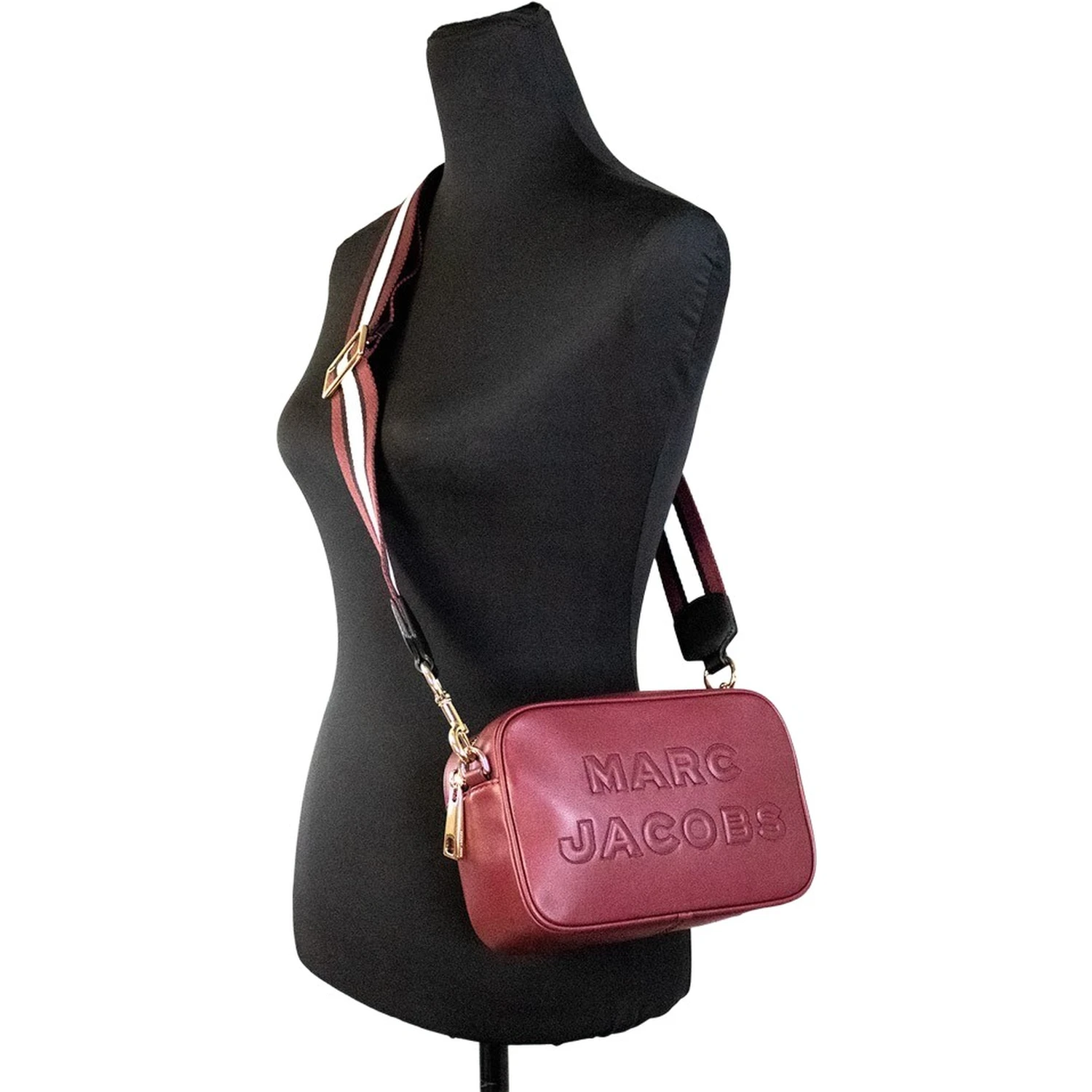 Marc Jacobs Flash Pomegranate Smooth Leather Embossed Camera Crossbody Bag Purse