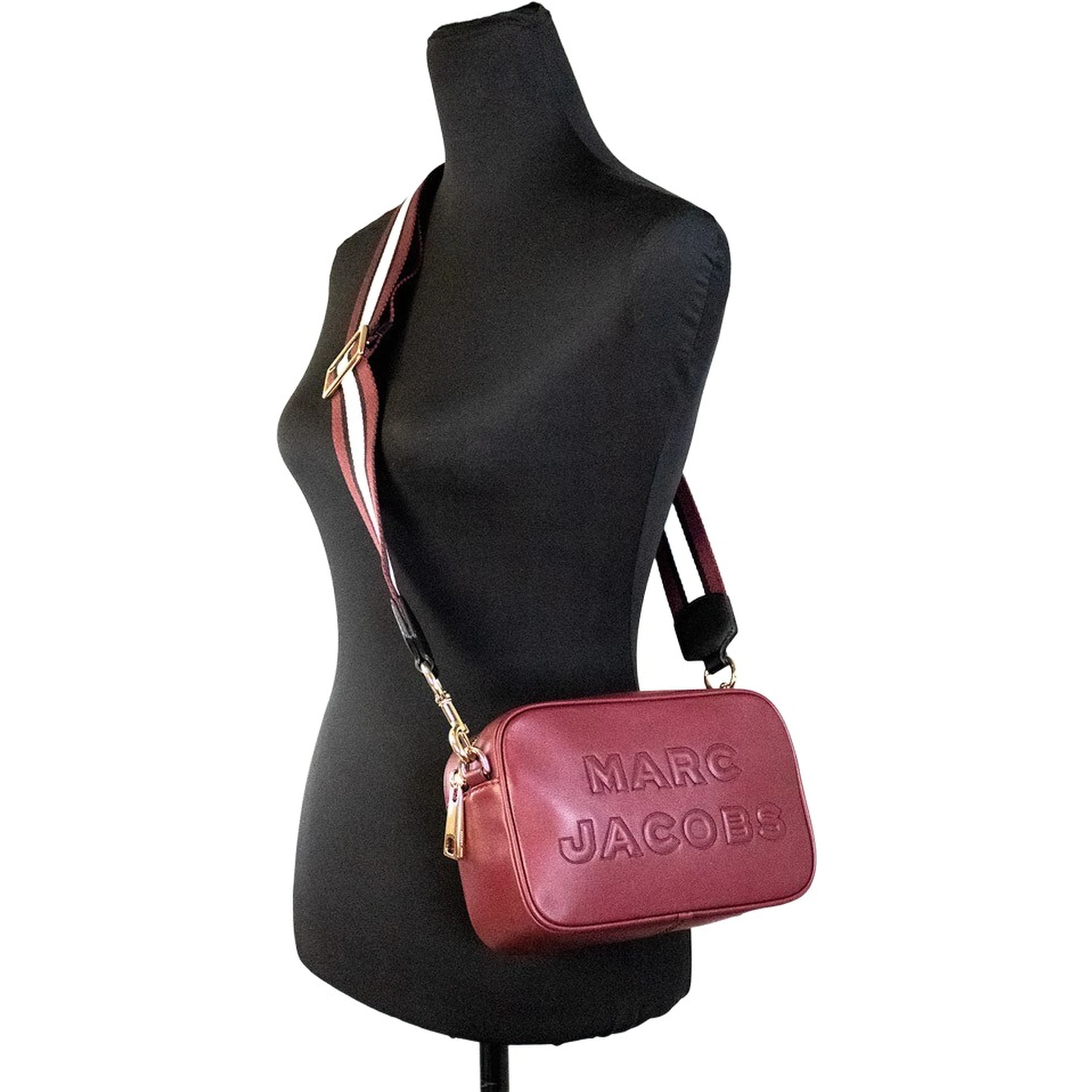 Marc Jacobs Flash Pomegranate Smooth Leather Embossed Camera Crossbody Bag Purse