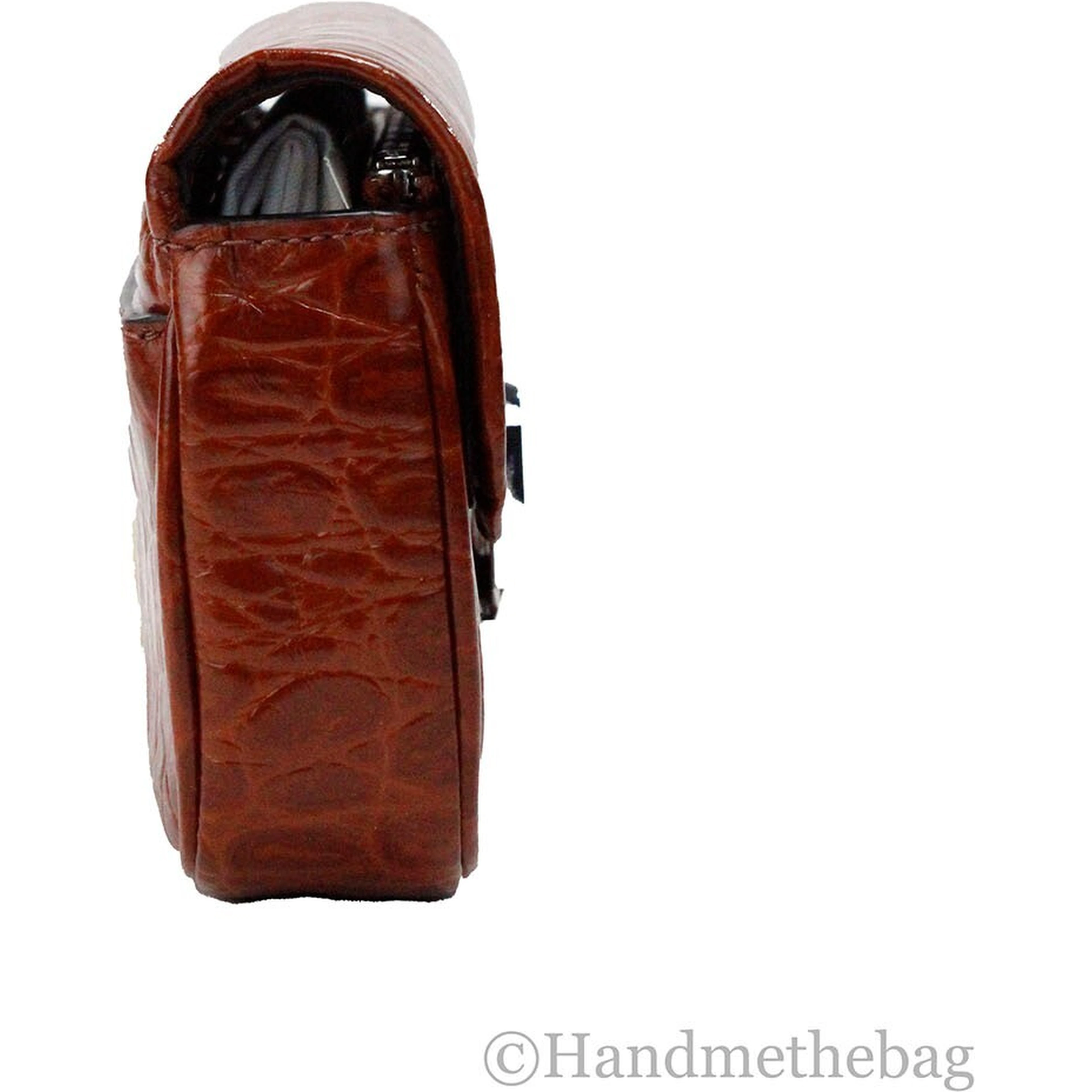 Marc Jacobs The Mini Shoulder Bag Spice Brown Embossed Leather Crossbody Bag