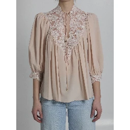 Silk blouse with lace details