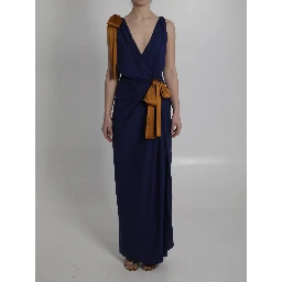 Maxi dress in double-face silk satin