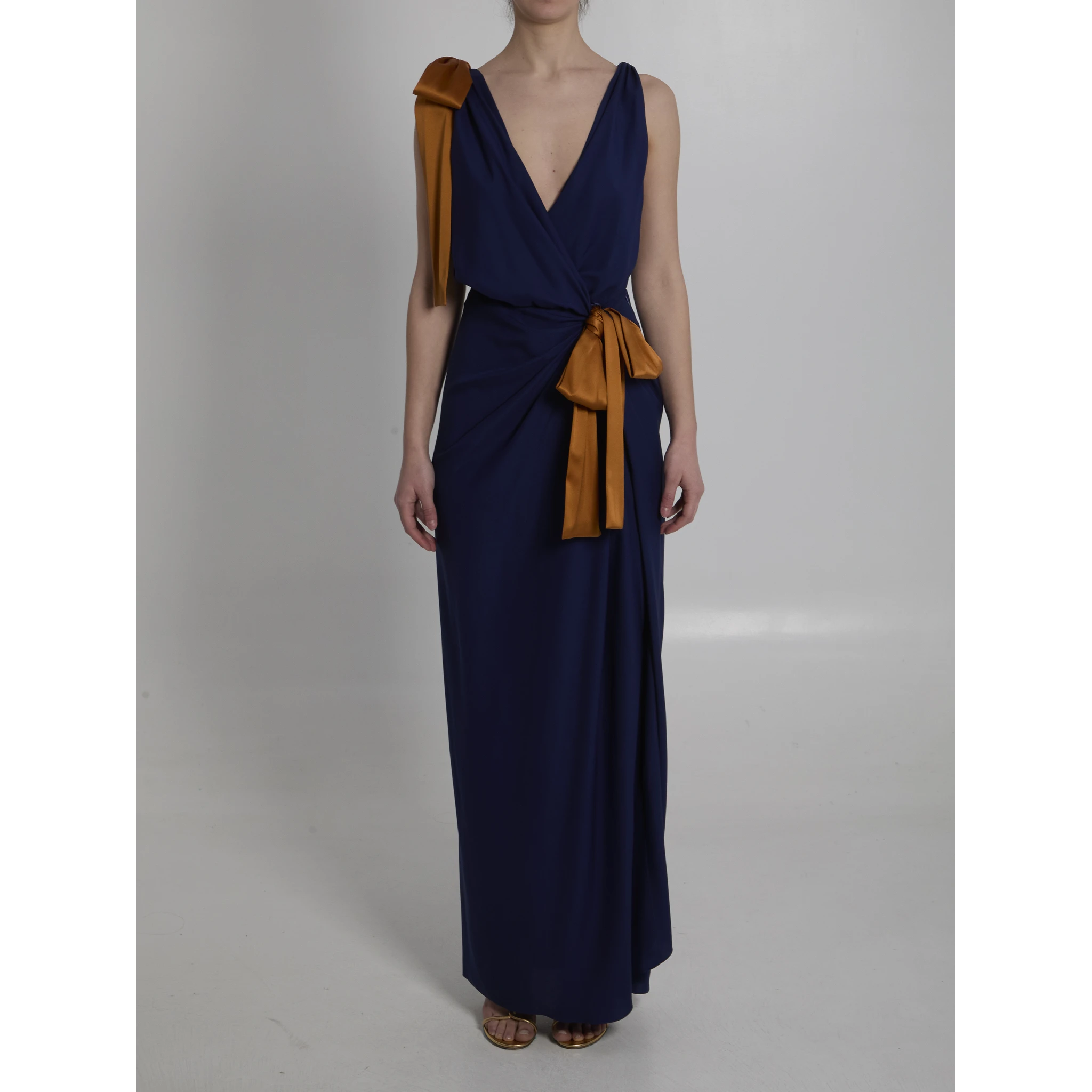 Maxi dress in double-face silk satin