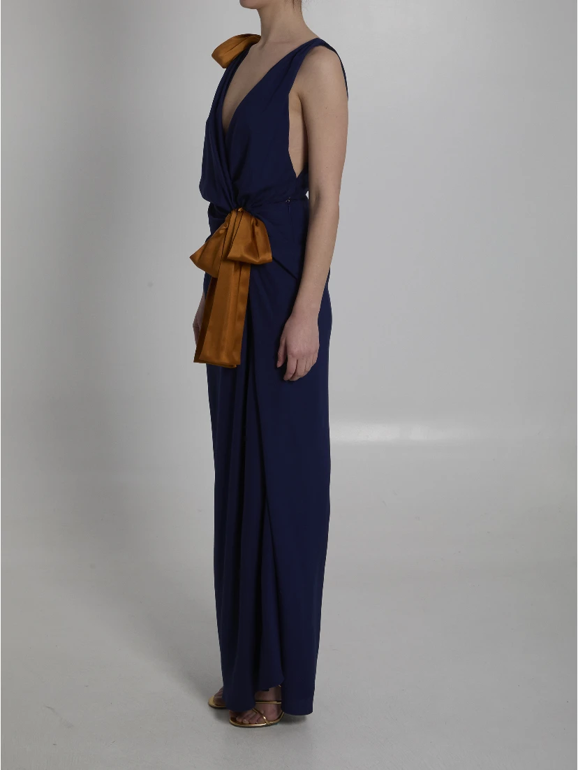 Maxi dress in double-face silk satin