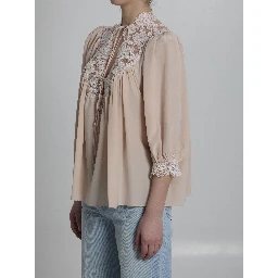 Silk blouse with lace details