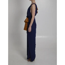 Maxi dress in double-face silk satin
