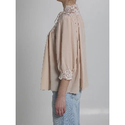 Silk blouse with lace details