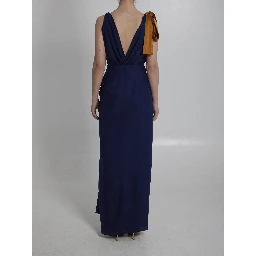 Maxi dress in double-face silk satin
