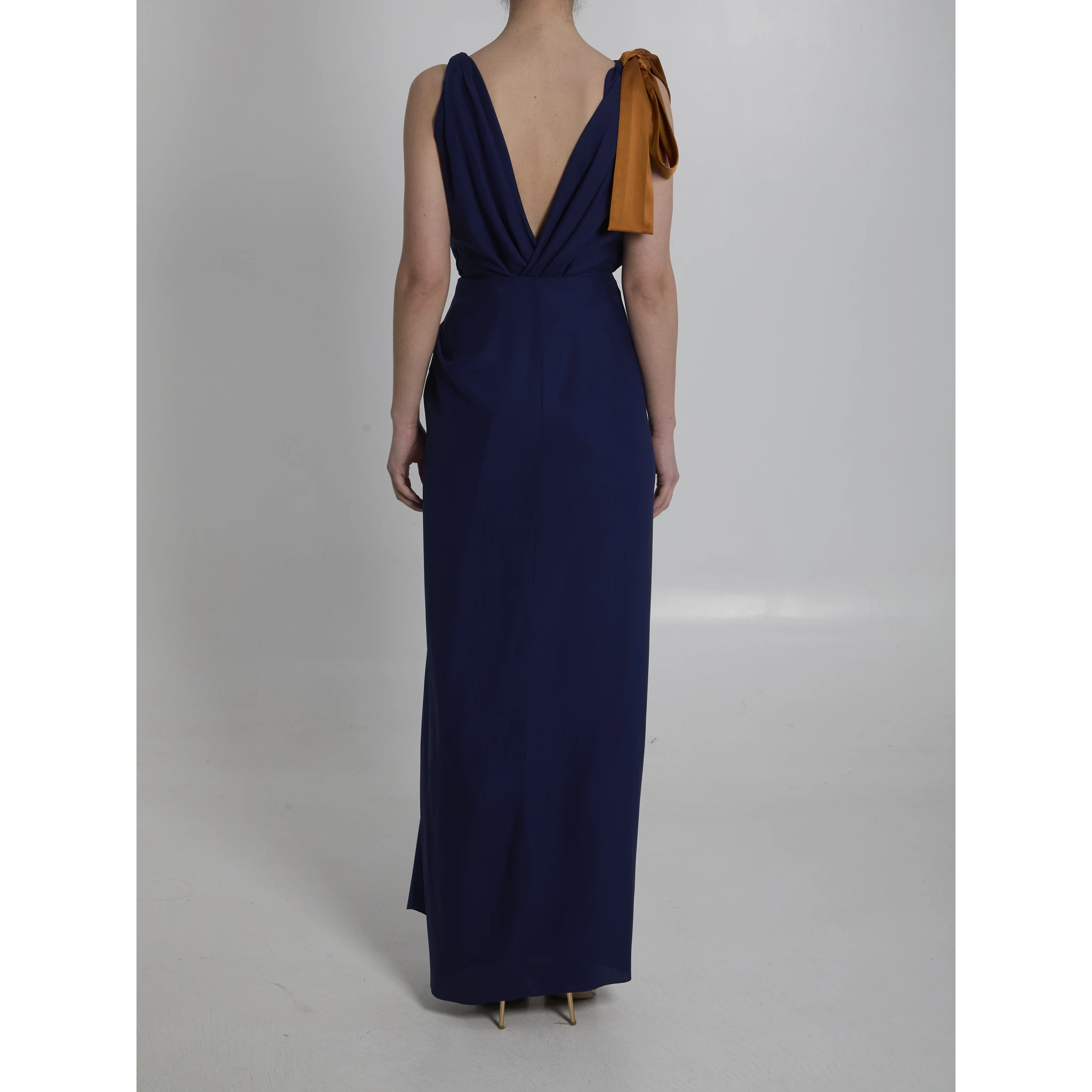 Maxi dress in double-face silk satin
