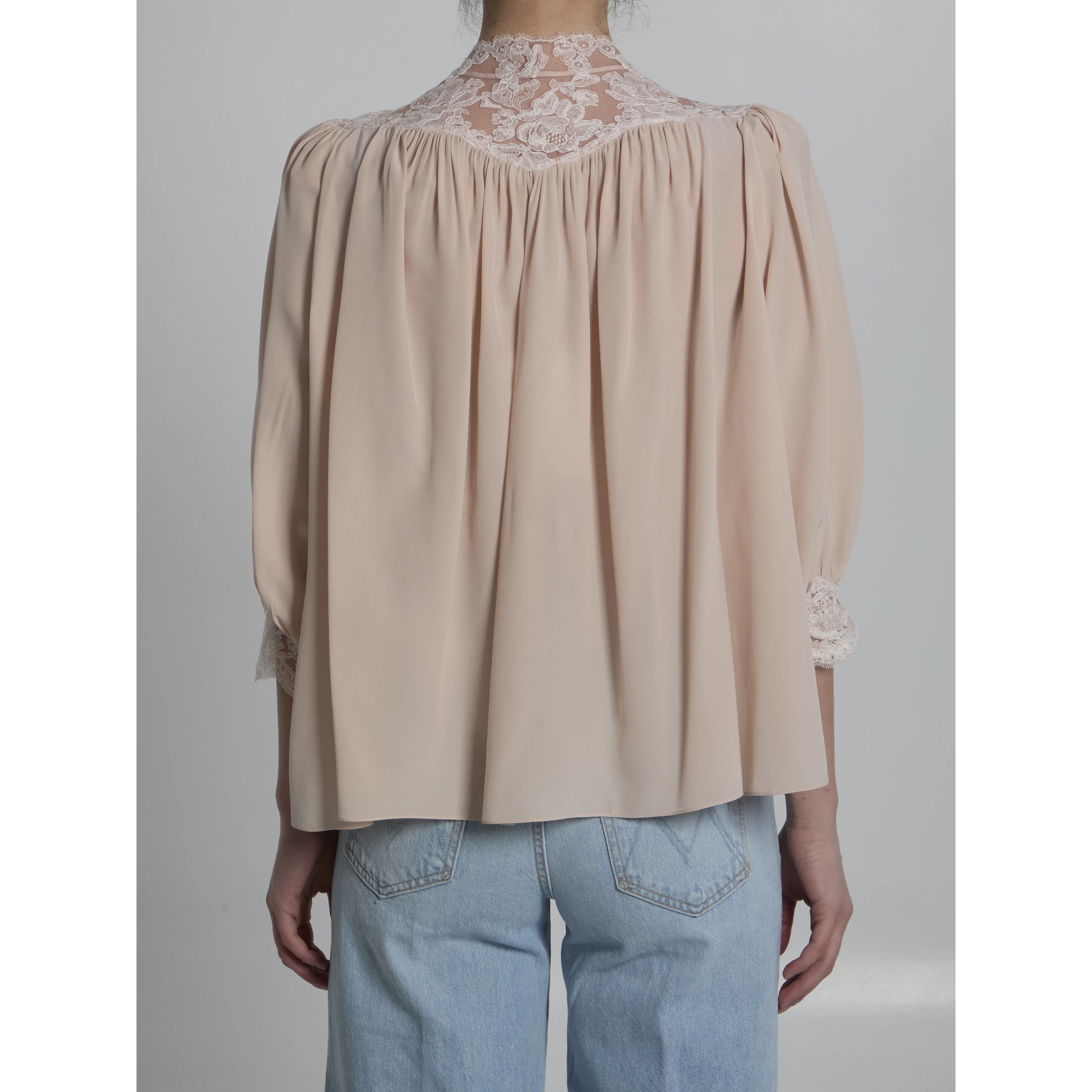 Silk blouse with lace details