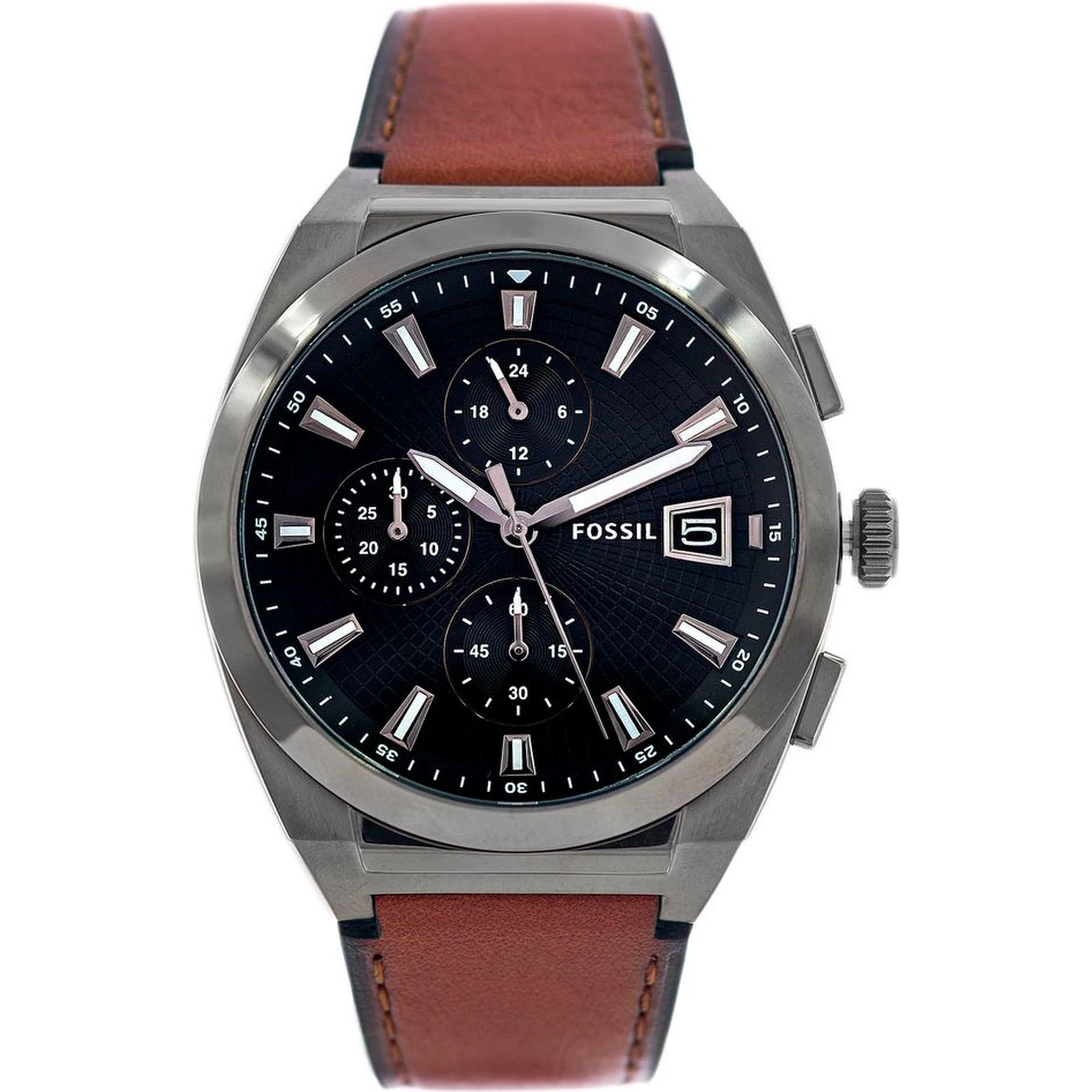 ساعة يد رسمية من الجلد البني