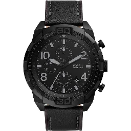 Black Leather Sport Watch