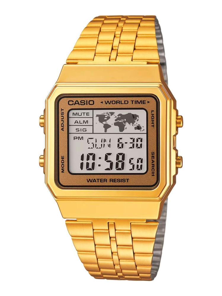 Gold Stainless Steel Digital Watch
