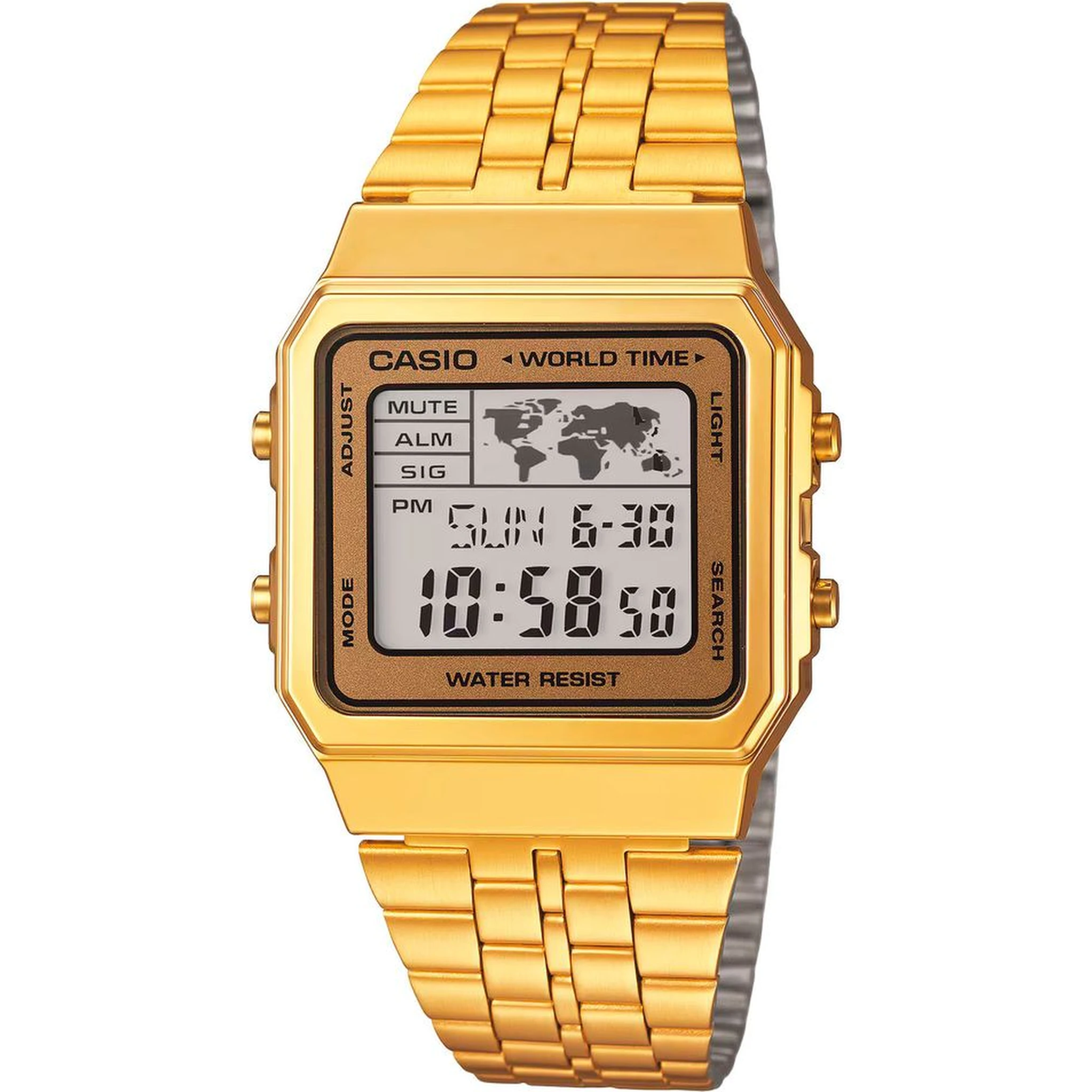 Gold Stainless Steel Digital Watch