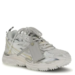 White Polyurethane Athletic Sneakers