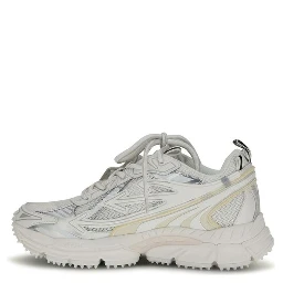 White Polyurethane Athletic Sneakers