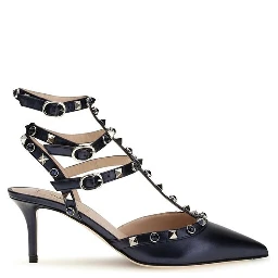 Blue Calf Leather Bos Taurus Mid Heel Pumps