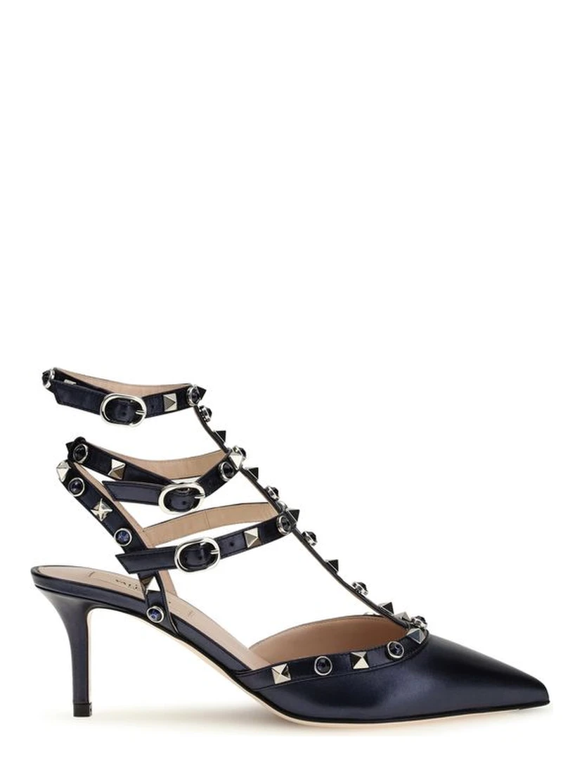 Blue Calf Leather Bos Taurus Mid Heel Pumps